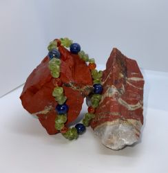 NEW BEGINNING medium FIRE AGATE,PERIDOT,LAPIS