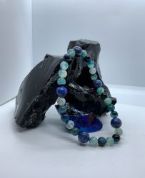 NEW BEGINNING medium large BLUE STRIPED AGATE,LAPIS